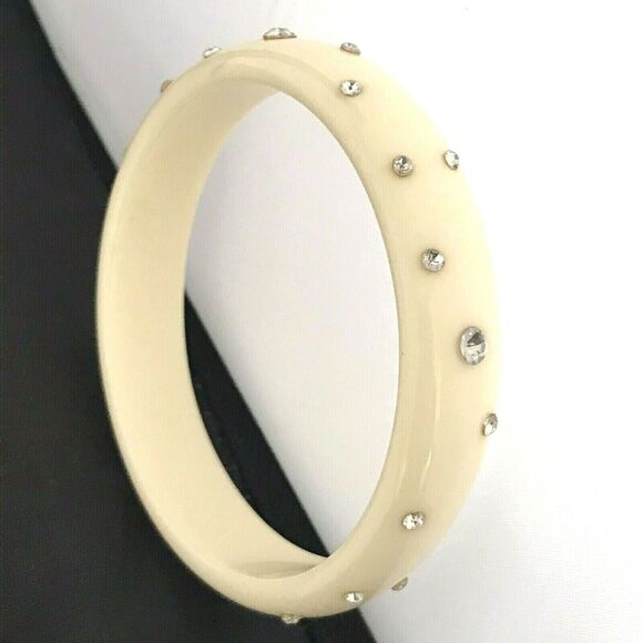 Vintage Lucite Bracelet Clear Crystals Chic Retro 9O - Picture 3 of 7
